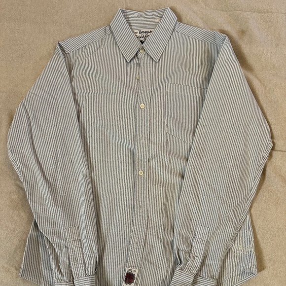 Rogue's Gallery Oxford cloth shirt in blue/white stripe, size M (fits S) - Picture 1 of 6